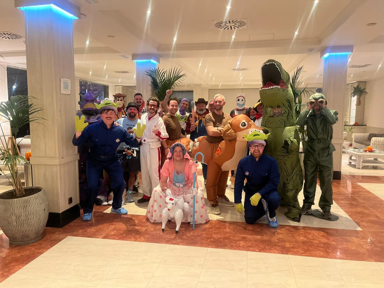 Friends in fancy dress at a stag do